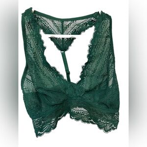 Auden Unlined Racerback Elegant Lace Bralette in Green NWT
